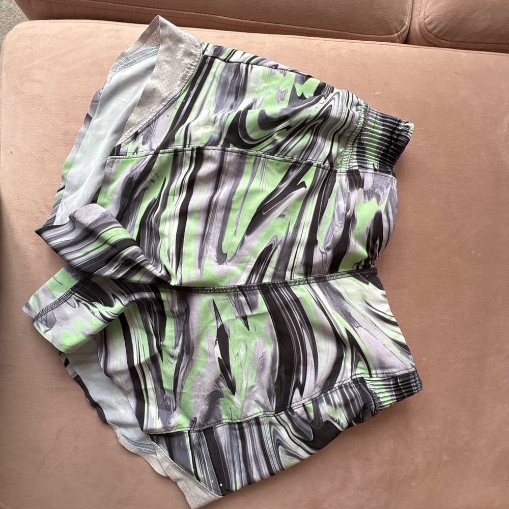 lululemon athletica Green and Black Patterned Athletic Shorts